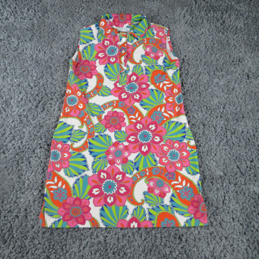 Patti Biggs Dress Womens Small Pink Floral Coastal Collection Sleeveless Shift